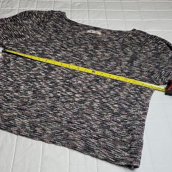 Madewell Pink Blue Black White Mottled Cropped Knit Multicolor Sweater M (A0023) - Picture 7 of 10